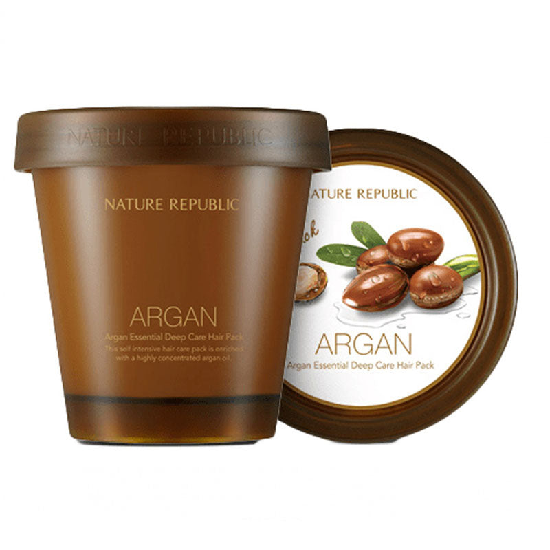 [Nature Republic] Máscara Reparação Capilar Argan Essential Deep Care Hair Pack 200ml 🇰🇷