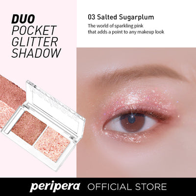 [Peripera]  Paleta de Sombras Glitter Duo Pocket Glitter Shadow (3 Cores) 🇰🇷