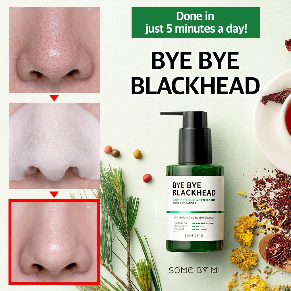 [SOME BY MI] Gel de Limpeza para Cravos Bye Bye Blackhead 30 Days Miracle Green Tea Tox Bubble Cleanser 120g 🇰🇷