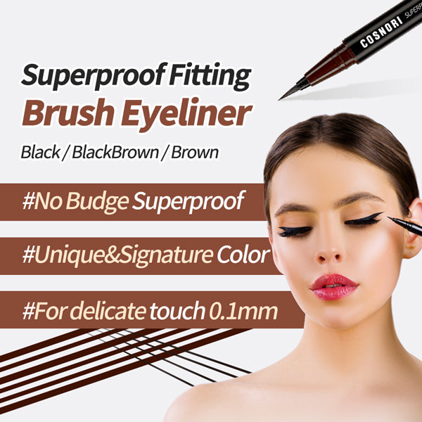 [COSNORI] Delineador Super Fino Super Proof Fitting Brush Eyeliner (3 cores) 🇰🇷