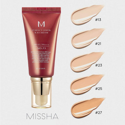 [Missha]  BB Cream Base Facial M Perfect Cover BB Cream SPF42 PA+++ 50ml (5 Cores) 🇰🇷