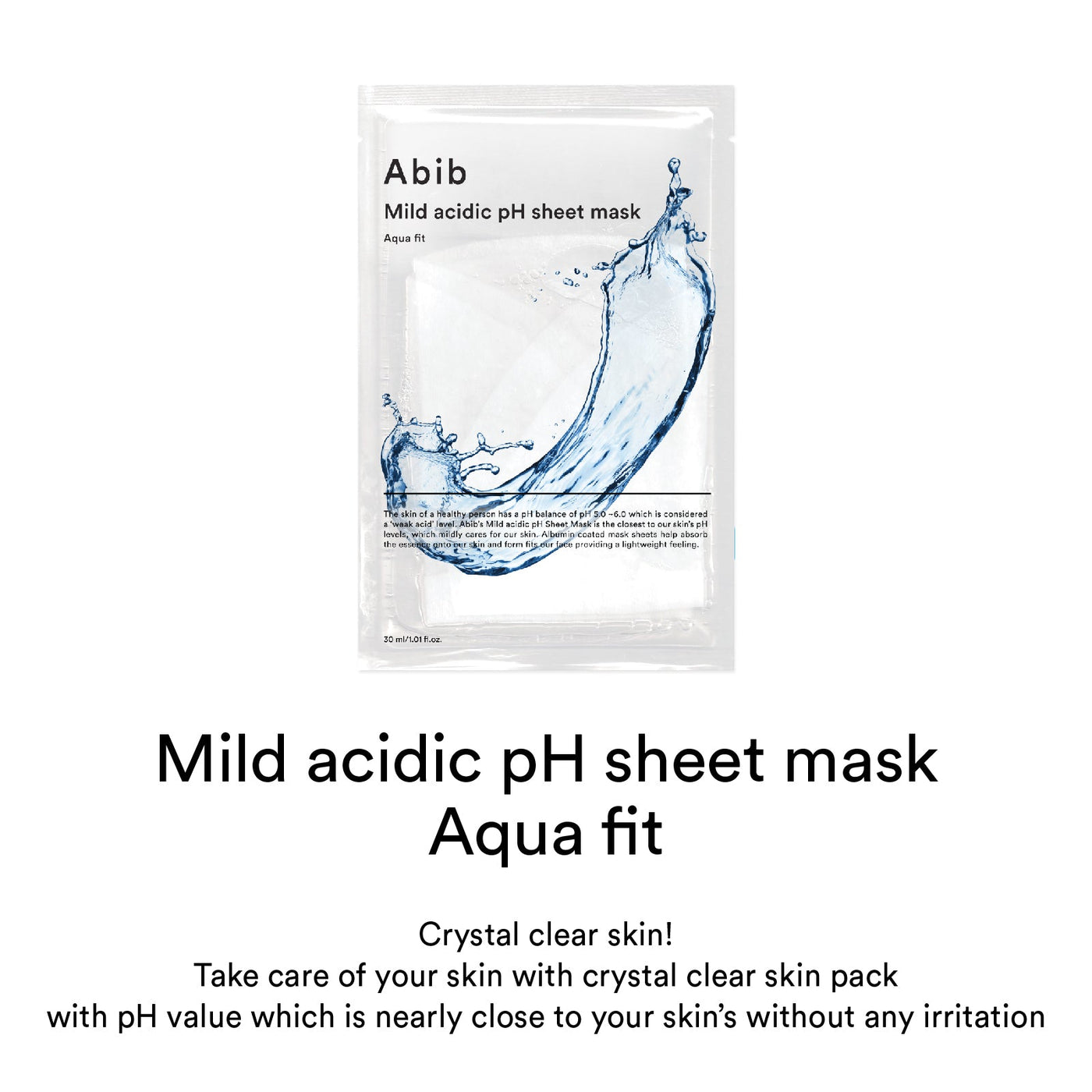 [Abib] Máscara Facial Ultra Hidratante Mild Acidic pH Sheet Mask Aqua Fit 30ml (5 unid.) 🇰🇷