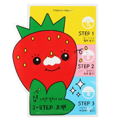 [Tonymoly] Kit de 3 Máscaras Adesivas Removedora de Cravos Nariz Strawberry 3 Step Nose Pack (5 unid.)🇰🇷